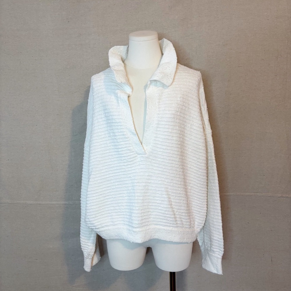 Free people beach whites slouchy sweater size XL
